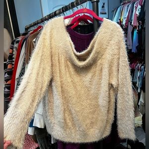 Eyelash off shoulder sweater, XL